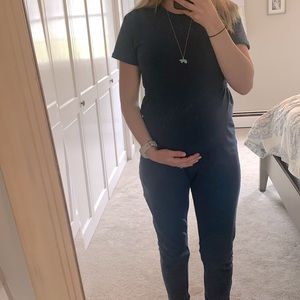 Hatch Short Sleeve French Terry Maternity Jumpsuit